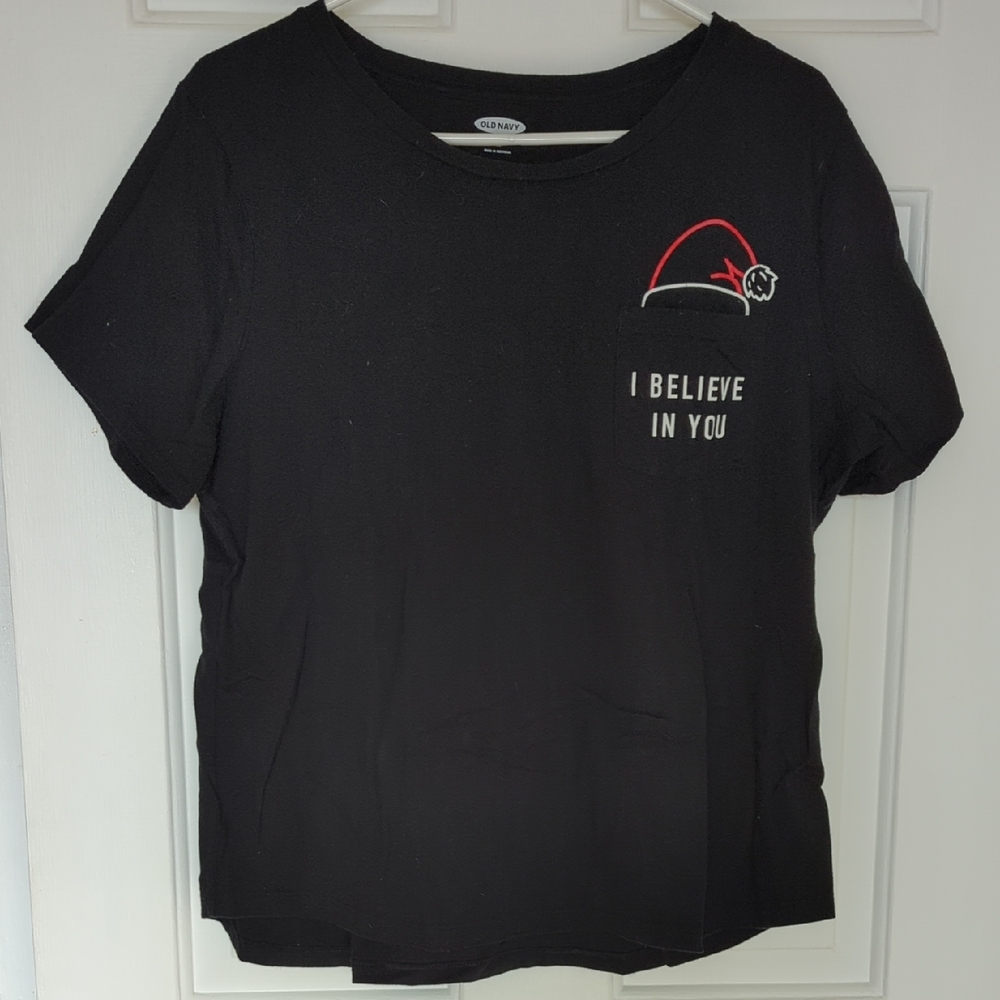 Old Navy Black Santa T-Shirt XL
